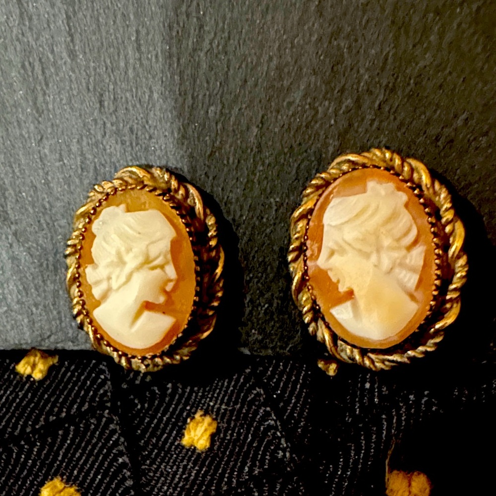 Elegant Gold Cameo Earrings